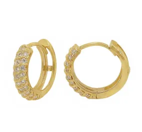 10k CZ stone gold hoops