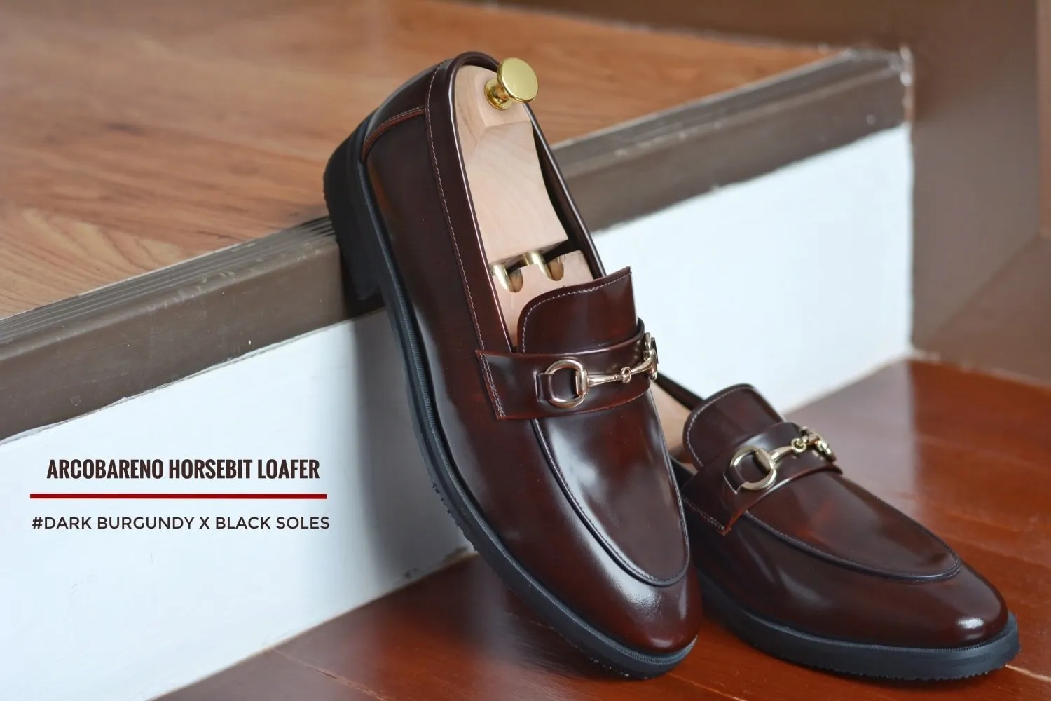 702 Horsebit Loafer Burgundy - Black Rubber Sole