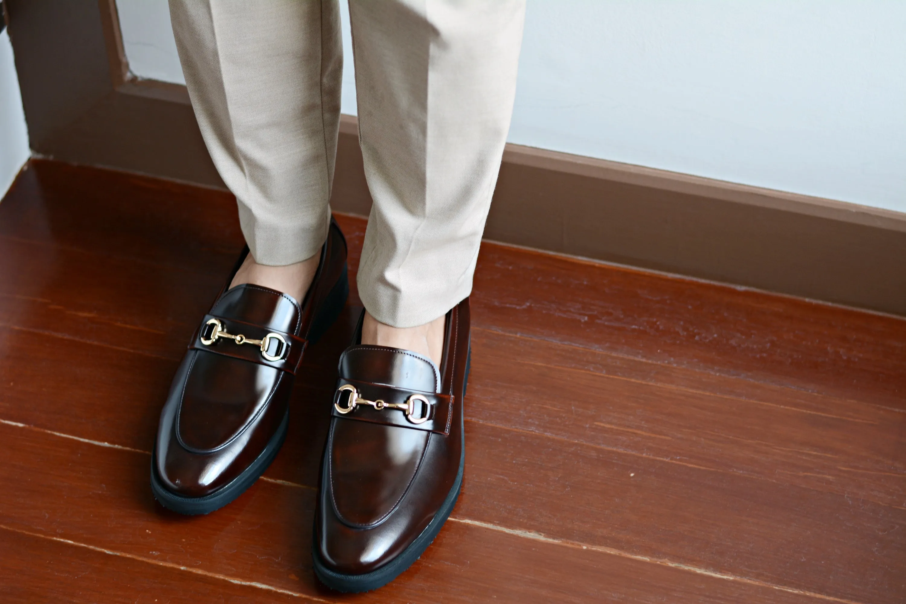 702 Horsebit Loafer Burgundy - Black Rubber Sole