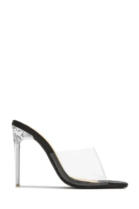 Amerie Clear High Heel Mules - Black