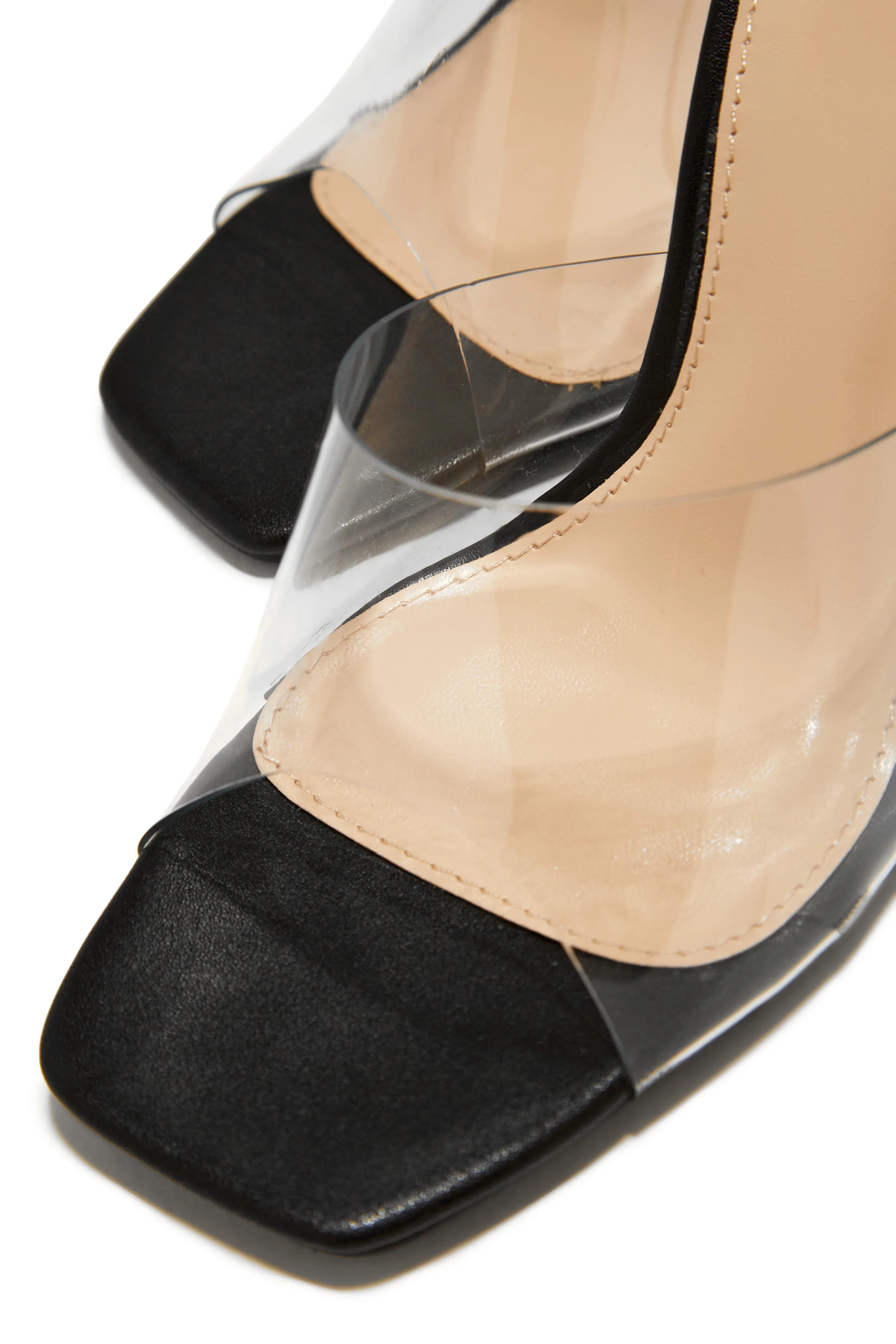 Amerie Clear High Heel Mules - Black