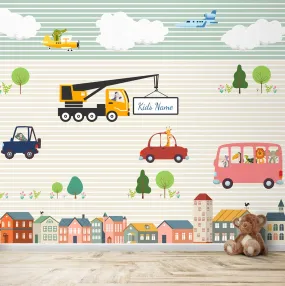 Animals Driving cars and planes Personalise Theme for Kids Room