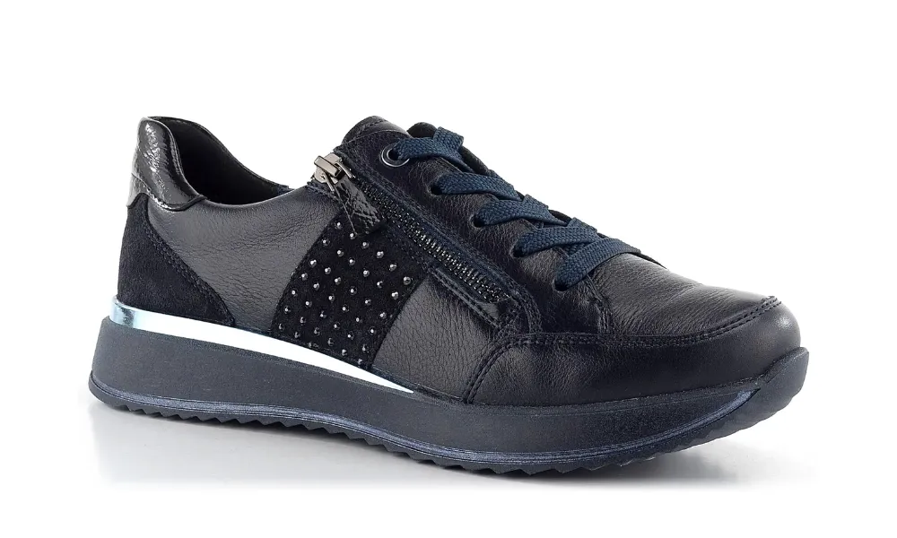 Ara - Las Vegas Studded Zip-Up Trainer Navy