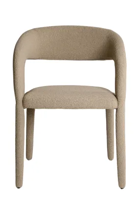 Beige Bouclé Curved Dining Chair | Andrew Martin Knox