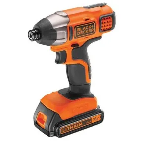 Black & Decker 18V Lithium-Ion Cordless Impact Driver - Black & Orange | BDCIM18C1-GB