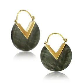 Black Mother of Pearl & Brass Earrings