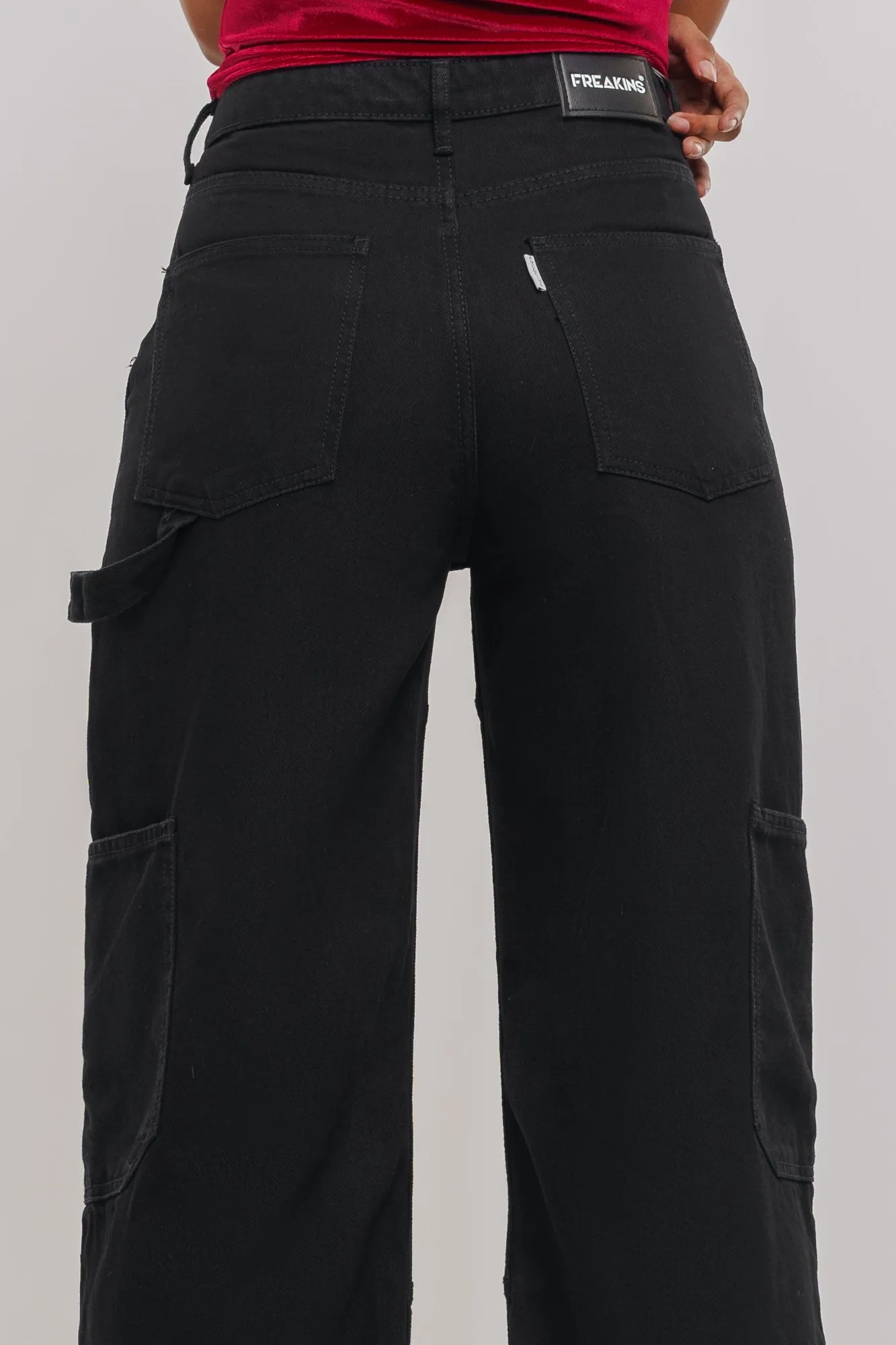 Black Patch & Pocket Cargo Jeans