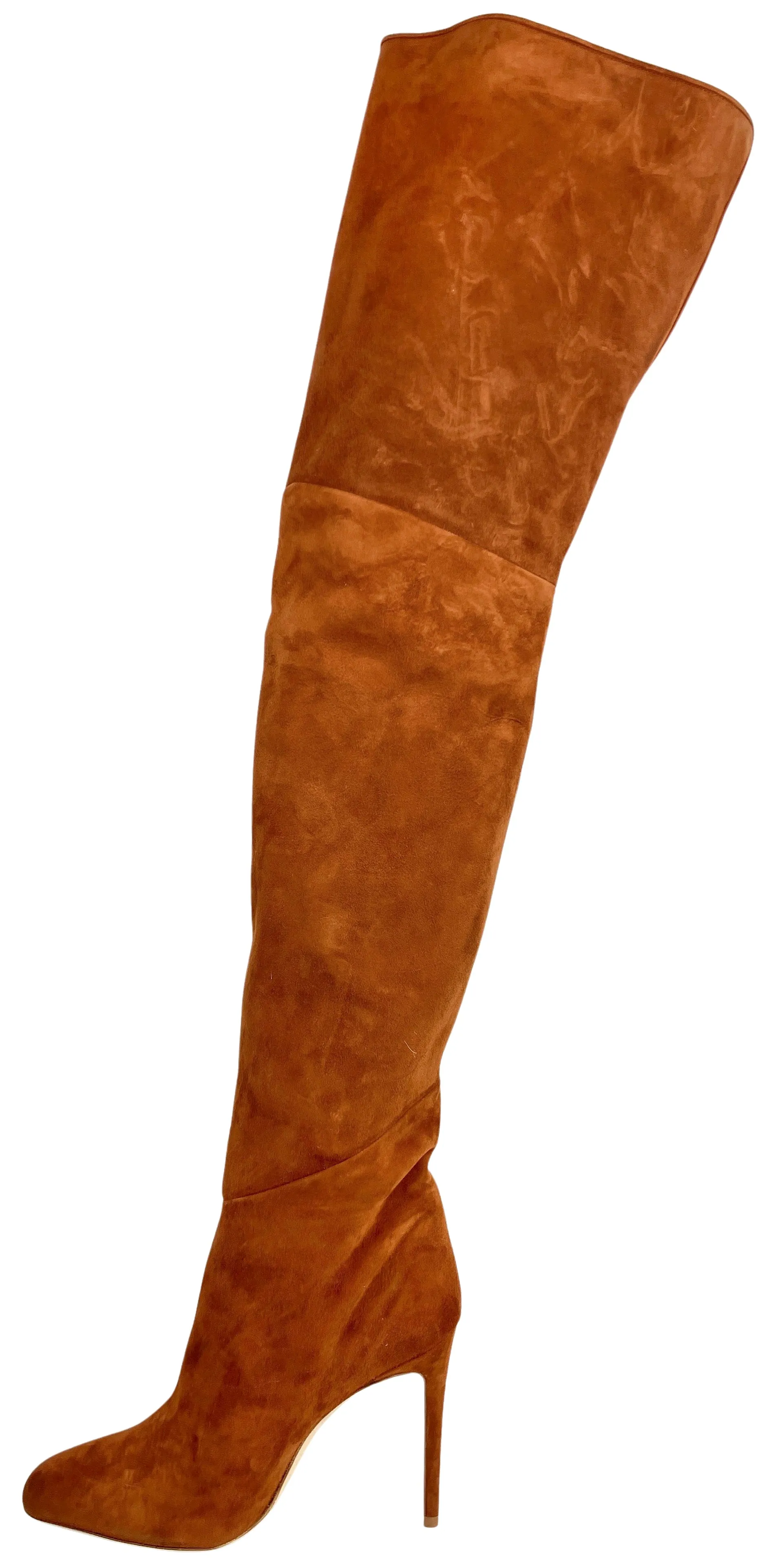 Brandon Mawell Over The Knee Suede Boots in Caramel Caffe