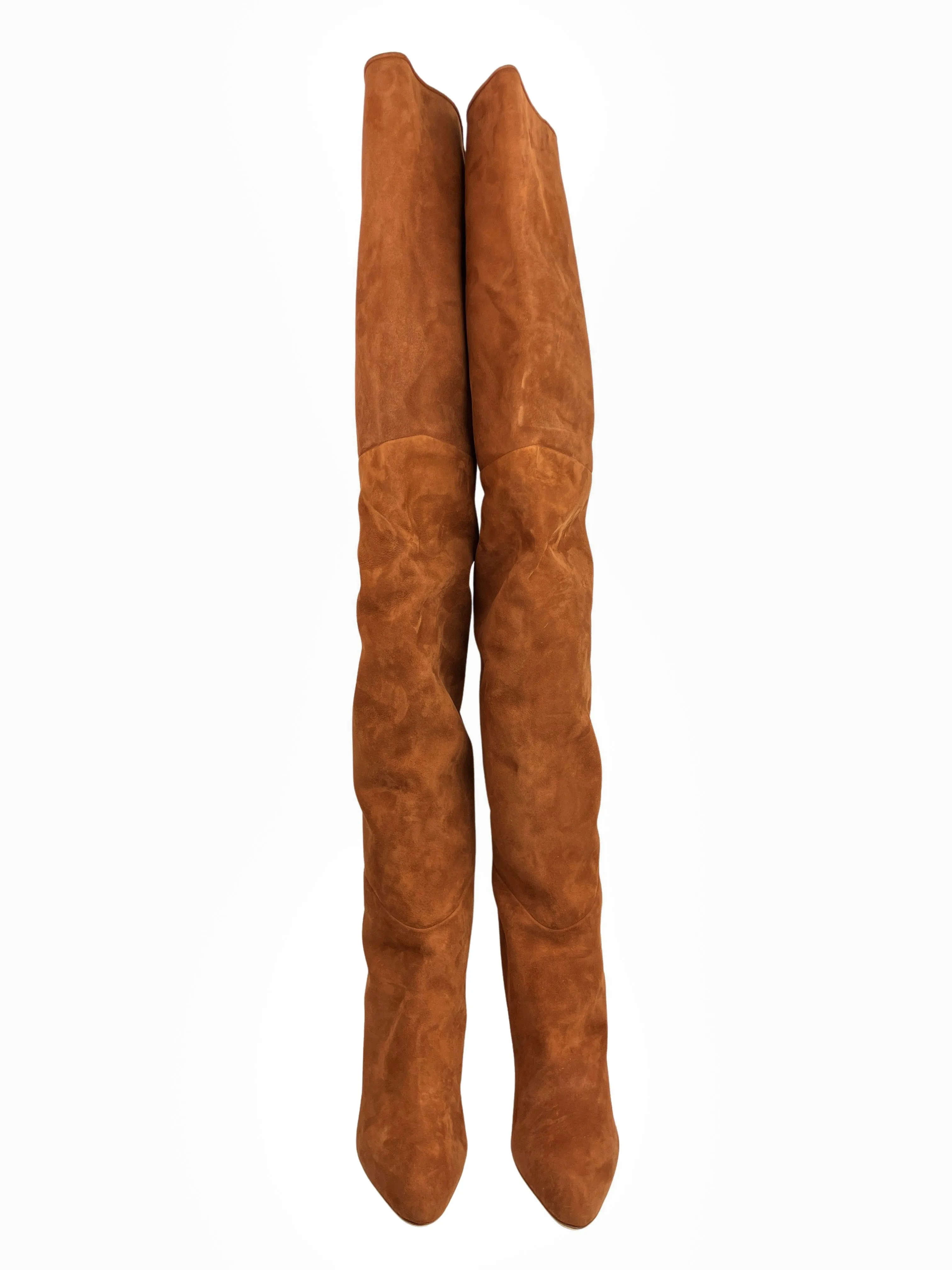 Brandon Mawell Over The Knee Suede Boots in Caramel Caffe