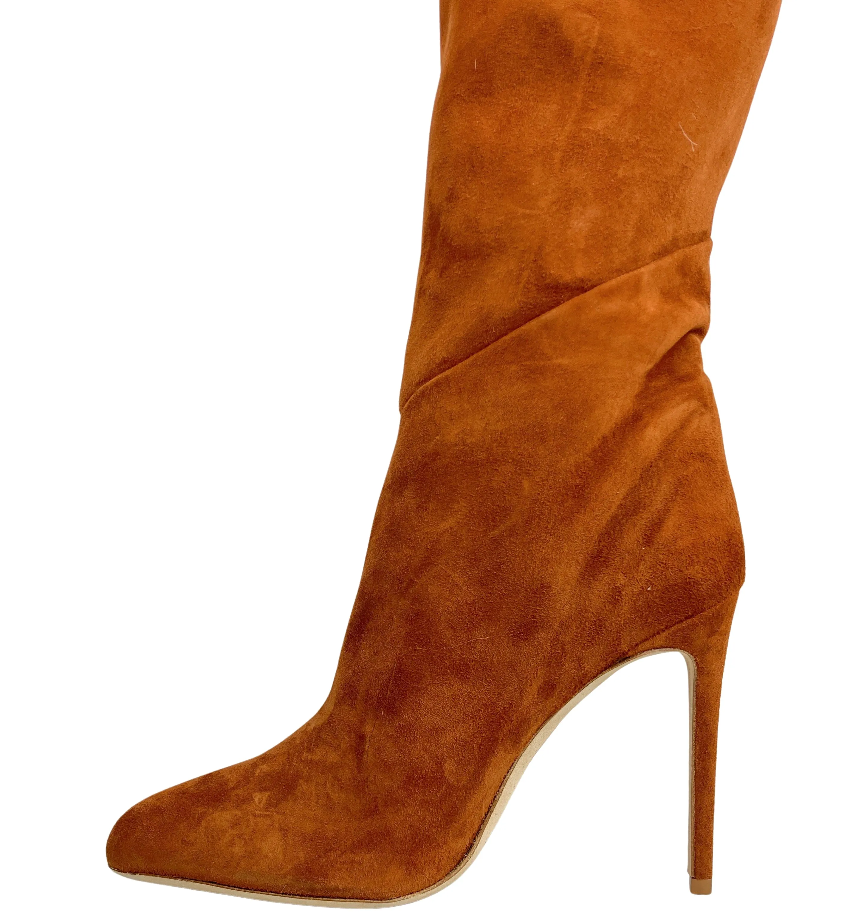 Brandon Mawell Over The Knee Suede Boots in Caramel Caffe