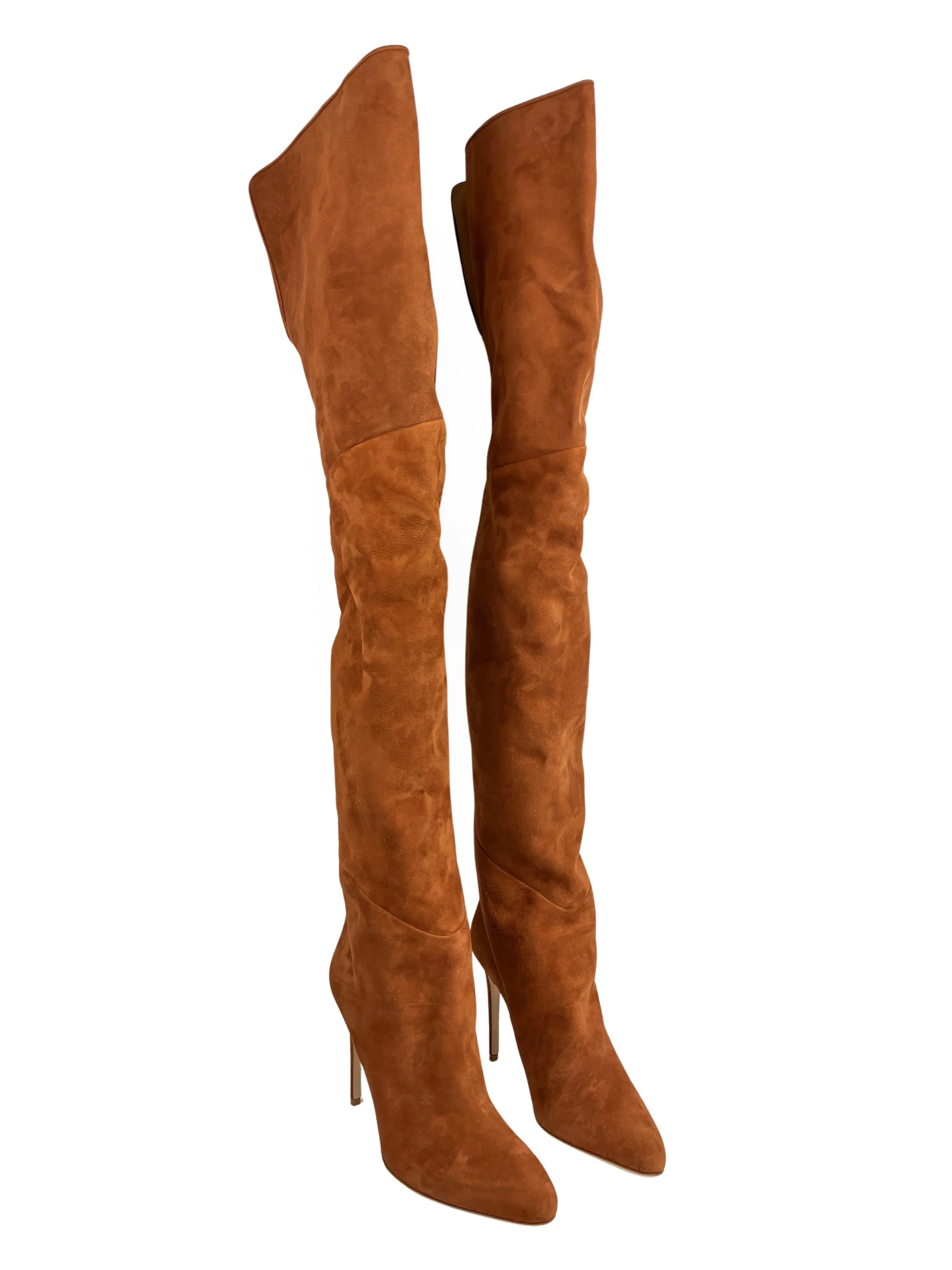 Brandon Mawell Over The Knee Suede Boots in Caramel Caffe