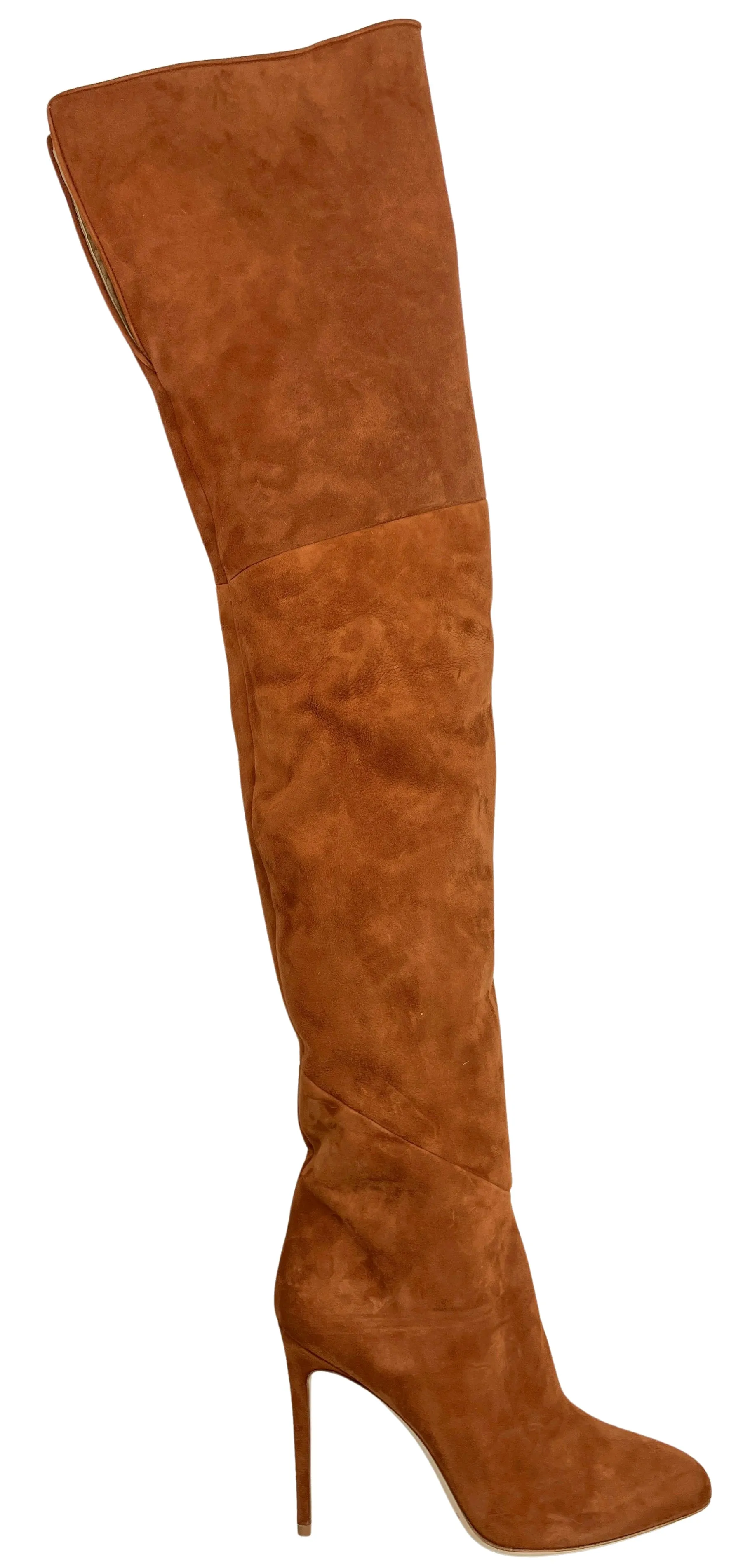 Brandon Mawell Over The Knee Suede Boots in Caramel Caffe