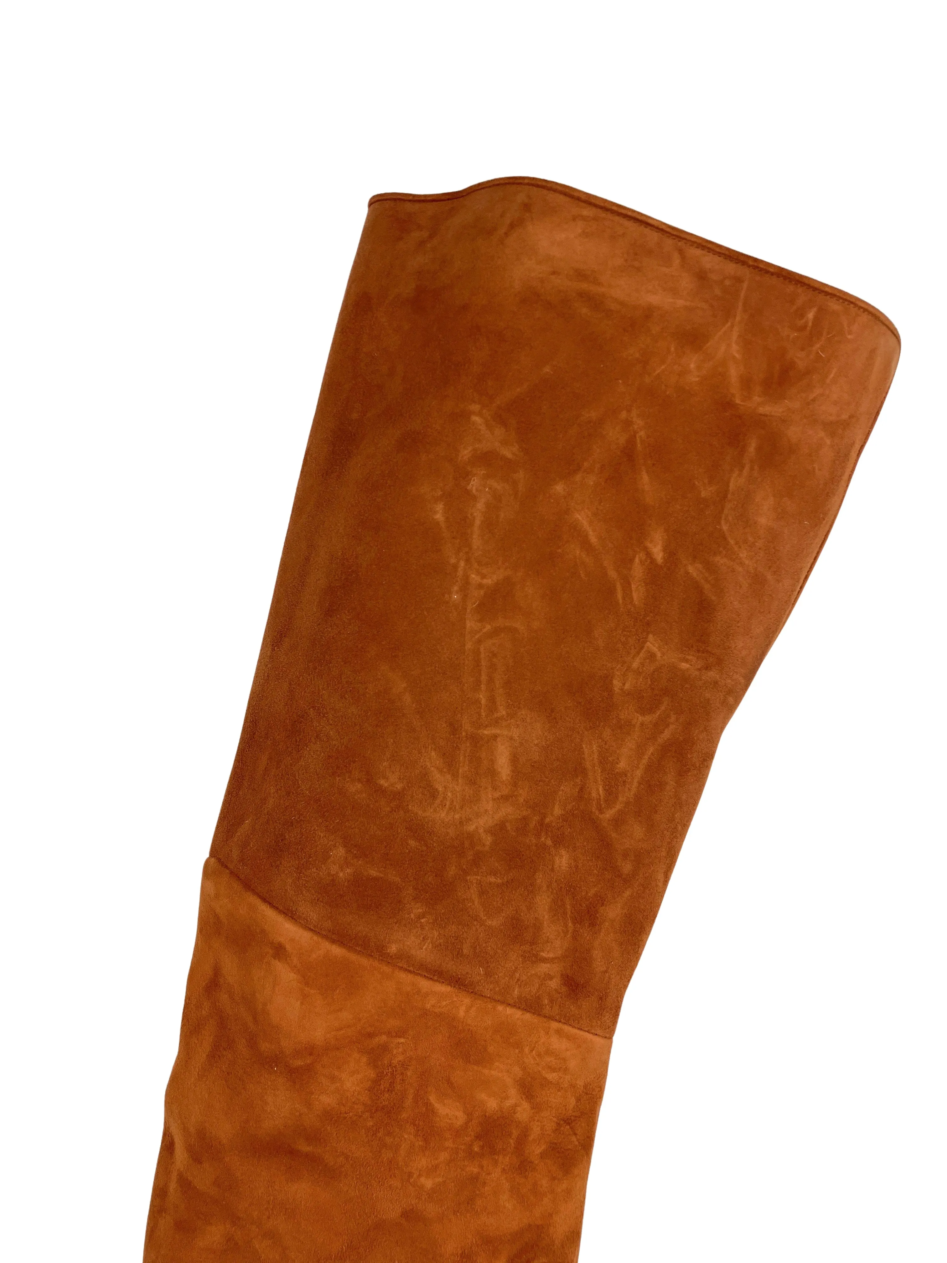 Brandon Mawell Over The Knee Suede Boots in Caramel Caffe