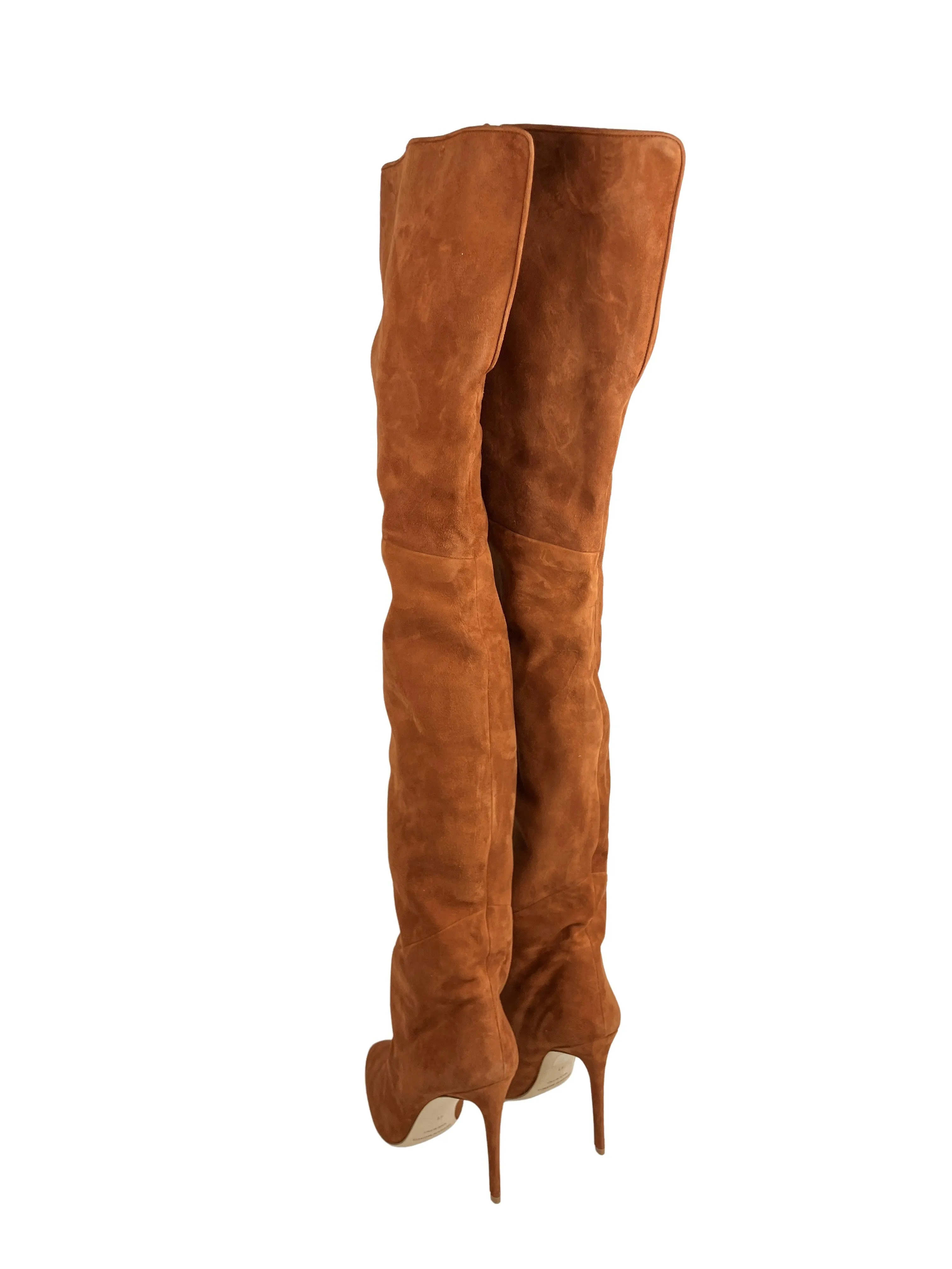 Brandon Mawell Over The Knee Suede Boots in Caramel Caffe