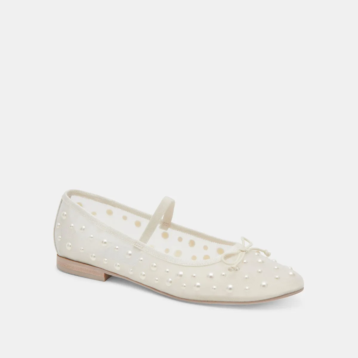 CADEL PEARL BALLET FLATS IVORY MESH