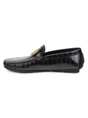 Cavalli Class by Roberto Cavalli
 Croc Embossed Leather Driving Loafers