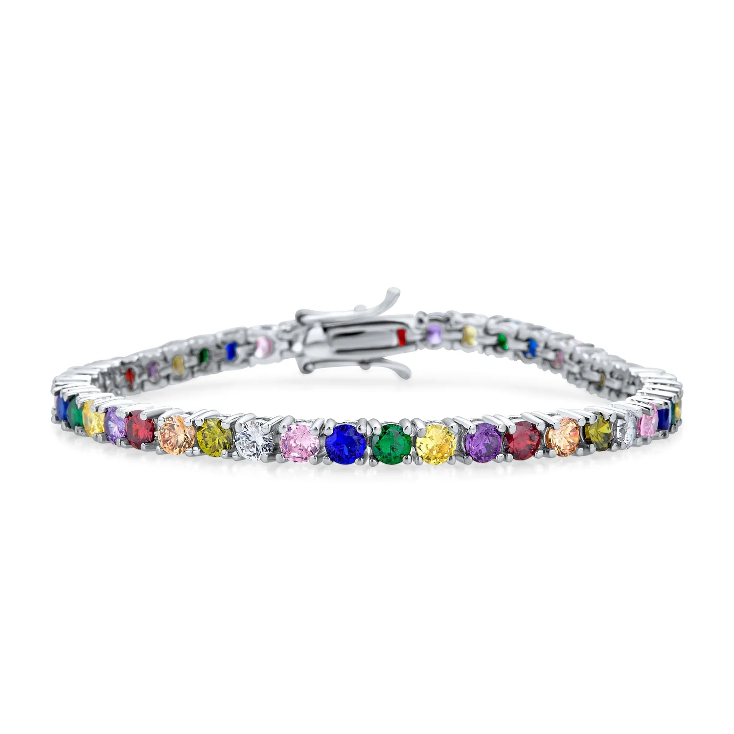 Clear Round Solitaire AAA CZ Tennis Bracelet Imitation Sapphire