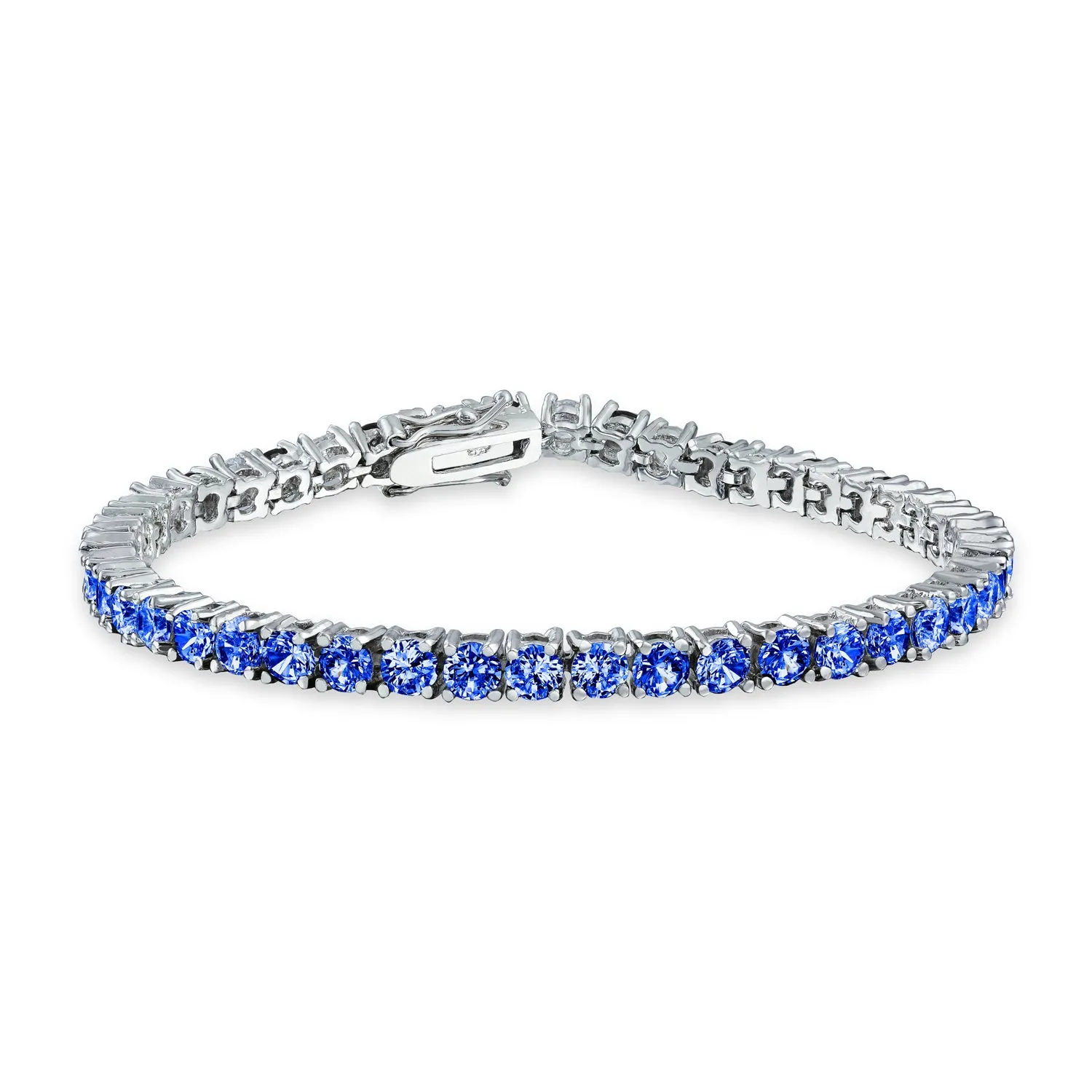 Clear Round Solitaire AAA CZ Tennis Bracelet Imitation Sapphire