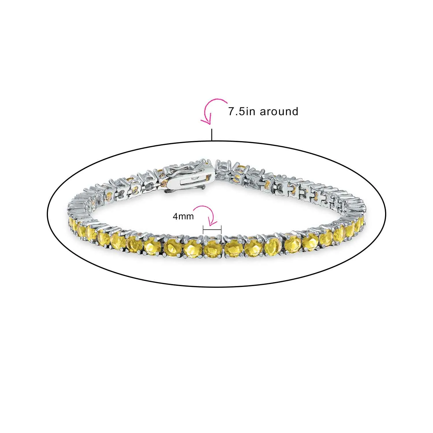 Clear Round Solitaire AAA CZ Tennis Bracelet Imitation Sapphire