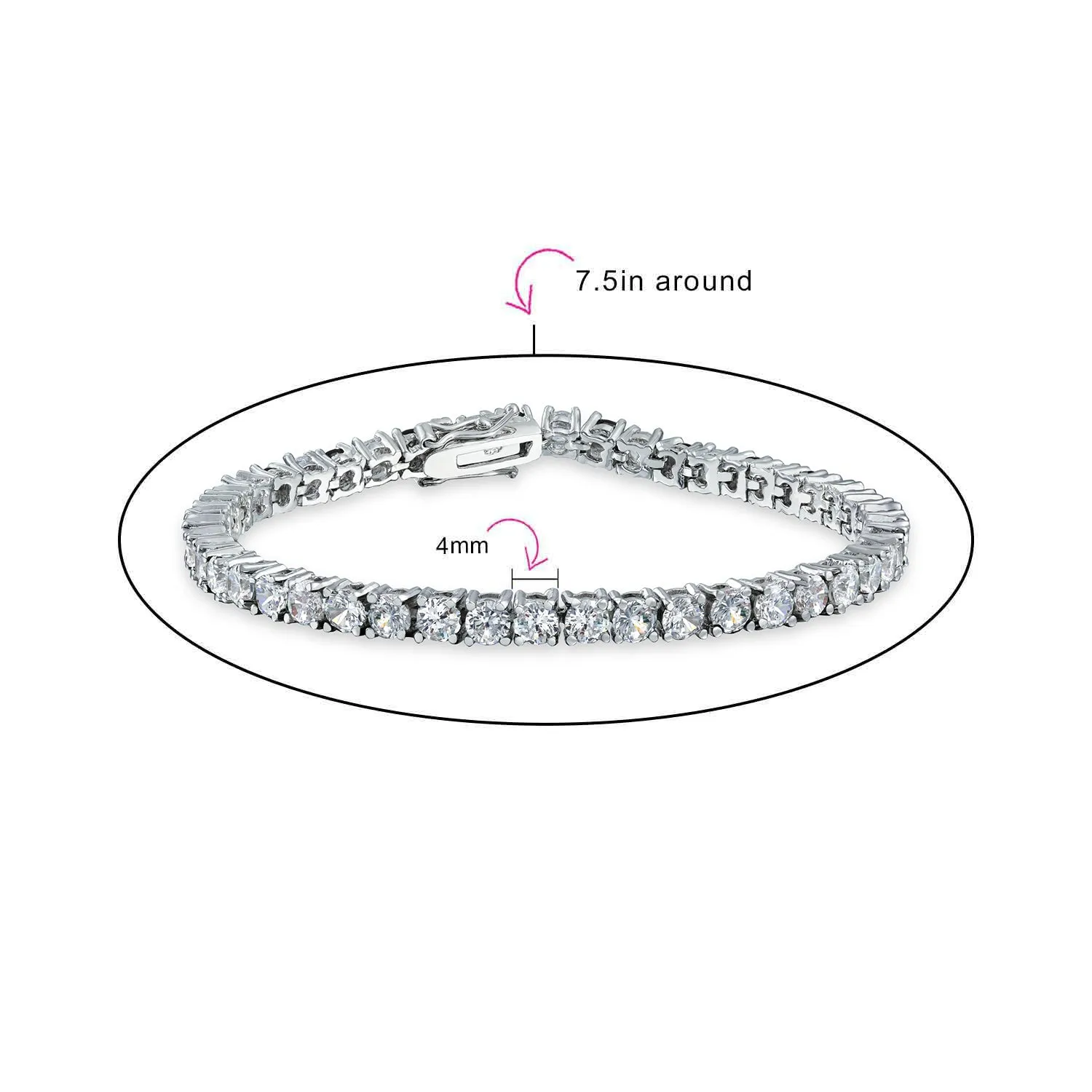 Clear Round Solitaire AAA CZ Tennis Bracelet Imitation Sapphire