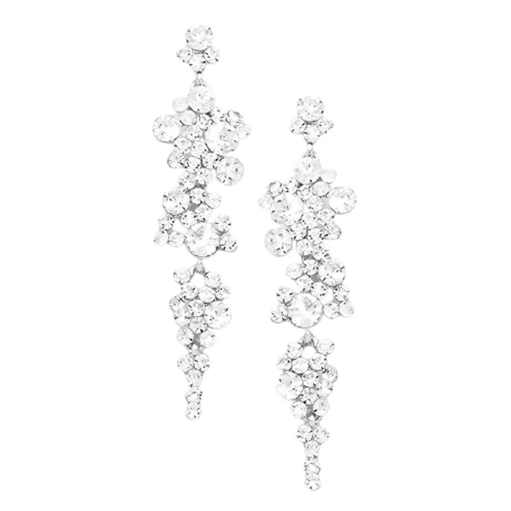 Crystal Rhinestone Bubble Dangle Evening Earrings