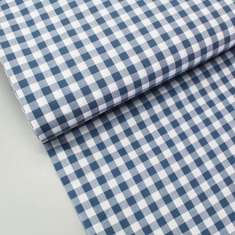 Dressmaking Cotton Gingham - Wide Width - Denim Blue and White