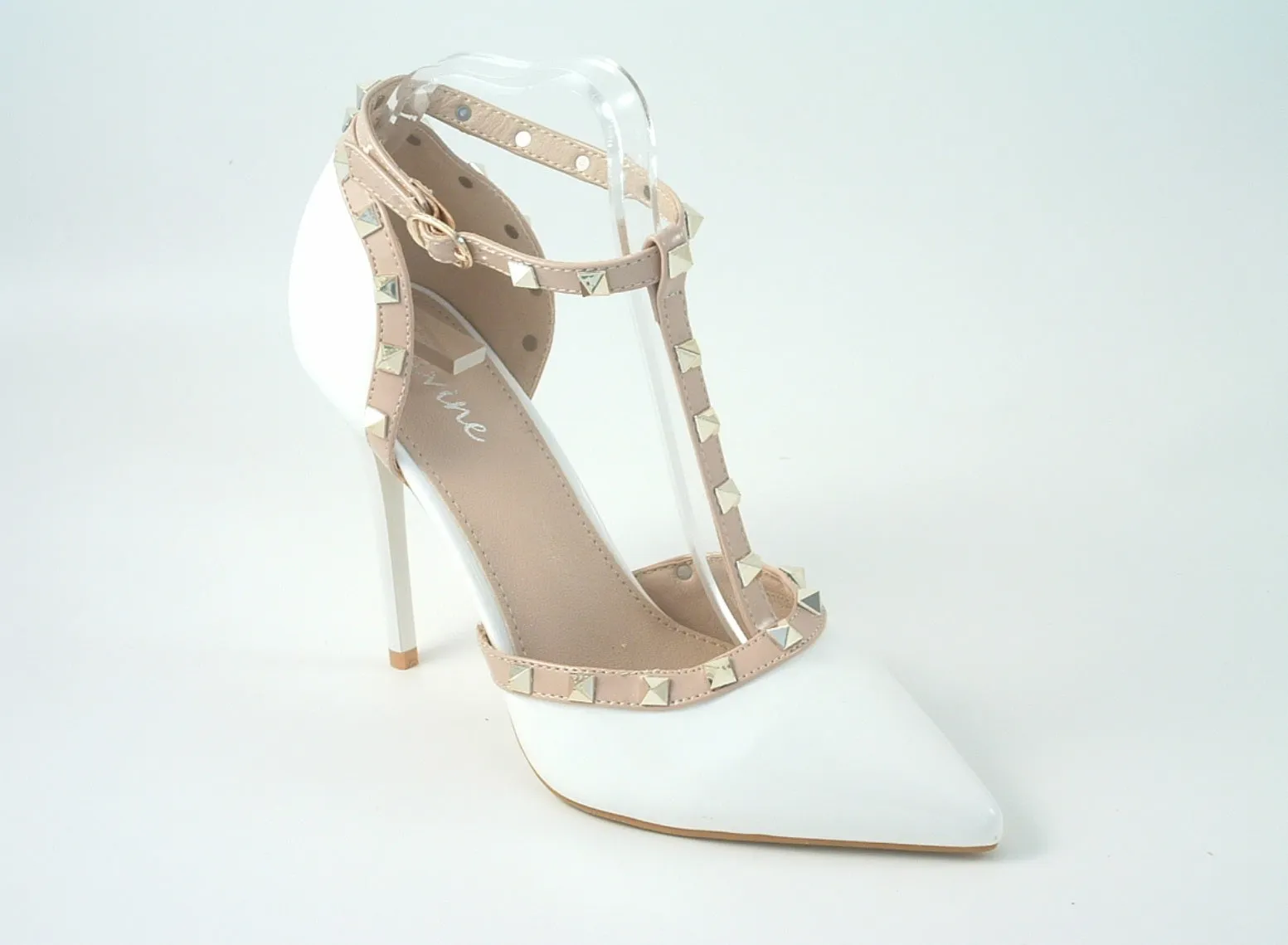 Glitz Shoes Cassidy Studded T Bar Court Shoe