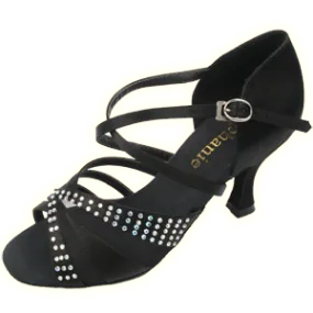 Stephanie Satin with Mesh and Rhinestones Ballroom Shoe