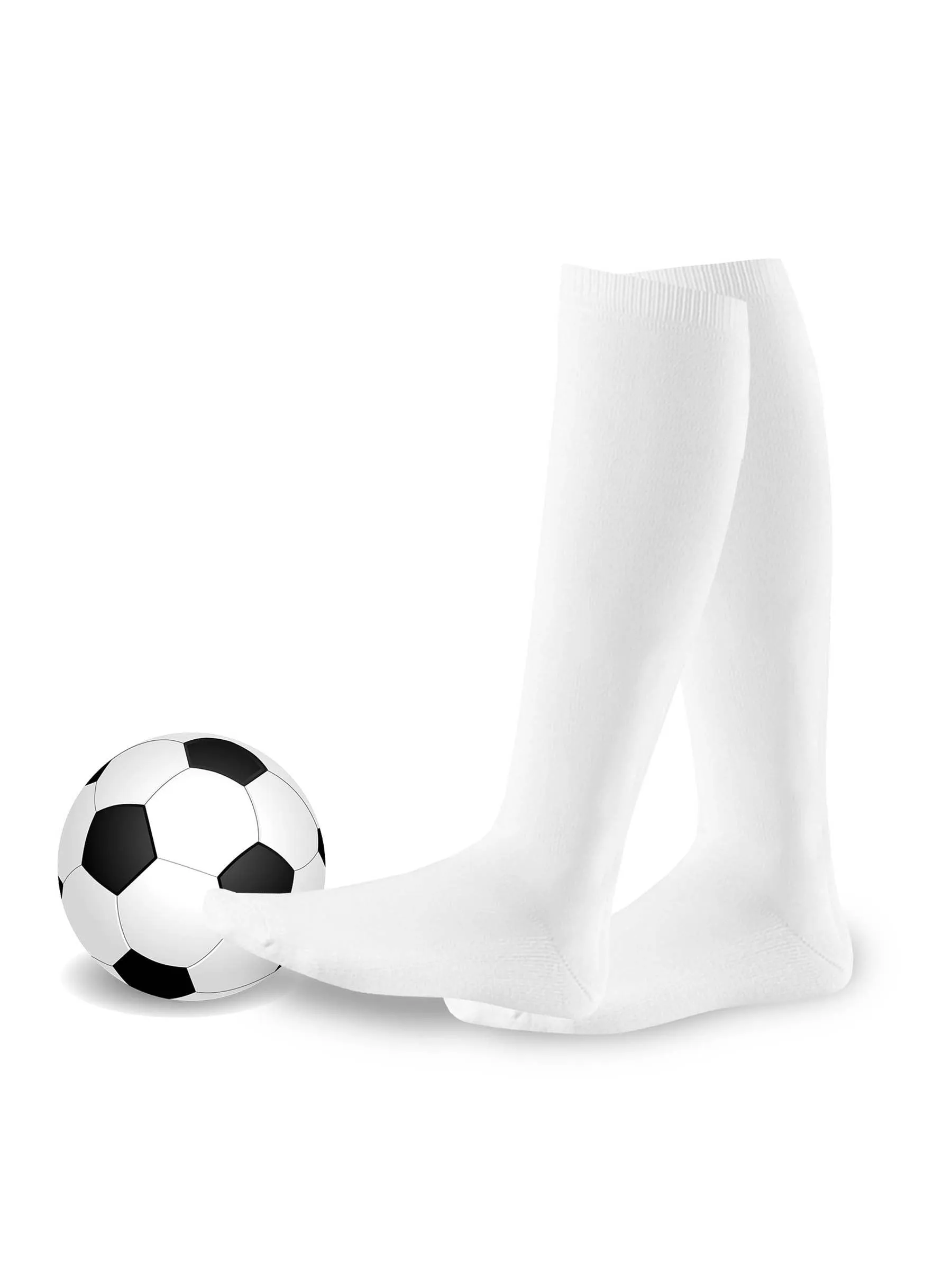 TeeHee Socks Unisex Soccer Acrylic Over The Knee High White 9-Pack (50081)